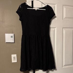 EUC LC Lauren Conrad Elegant Black Floral Knit Mini Dress size M Medium